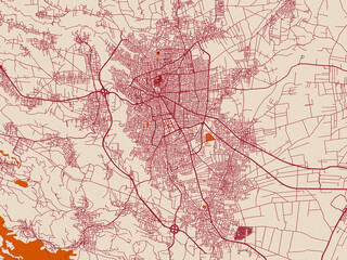 Obraz premium Street network map of Irbid, Jordan