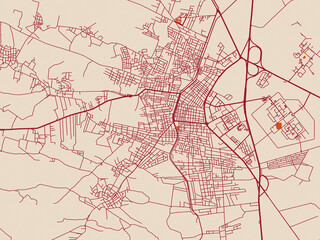 Obraz premium City plan map of Mafraq, Jordan