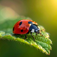 Ladybug on Leaf - A Close-Up of Natures Beauty.