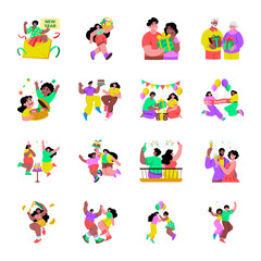 Fototapeta premium Collection of Friends and Family Flat Style Illustrations