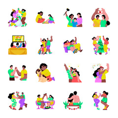 Fototapeta premium Set of Fun and Festivity Flat Style Illustrations