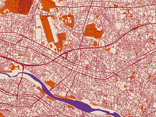 Obraz premium Simplified city layout of Chofu, Japan