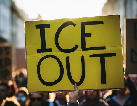 "ICE out" Protest sign