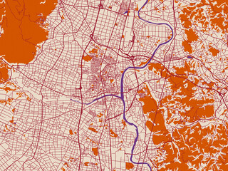 Obraz premium Street map of Hanamaki, Japan
