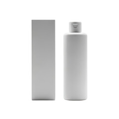 Minimalist shampoo bottle with box isolated on transparent background