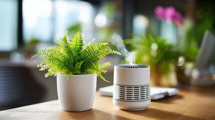 Indoor air purification systems for clean air, health enhancement modern environments, air quality technology, wellness device, home atmosphere improvement, with copy space