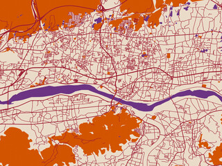 Naklejka premium City layout map – Iwade (Japan)