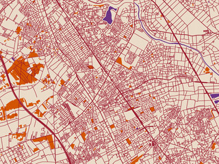 Obraz premium Road network map of Kamifukuoka, Japan