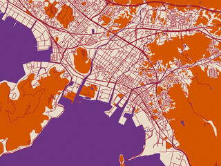 Naklejka premium Urban planning style map of Kudamatsu, Japan