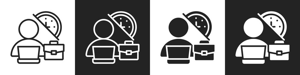 Part Time Line And Solid Icon In White And Black Background