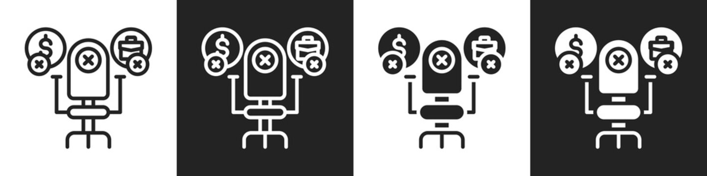 No Job Line And Solid Icon In White And Black Background