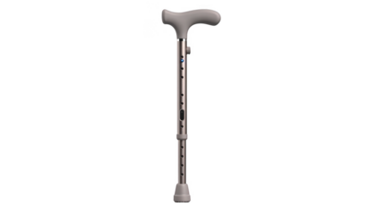 Innovative smart cane with integrated sensors for step symmetry tracking isolated on white background showcasing sleek design for postneurologic rehabilitation support.
