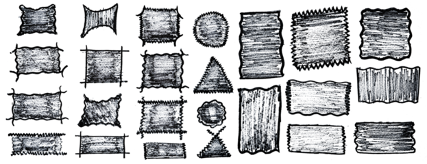 Vector speech bubbles drawn with charcoal or crayon. Black charcoal doodle speech bubbles, comic talk balloon with cute texture. Hand drawn kid's style pencil dialog balloon, various text clouds