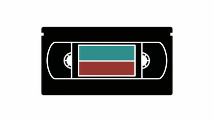 Obraz premium VHS tape vector illustration. Retro video cassette icon in flat design style. Minimalist analog media symbol isolated on white background