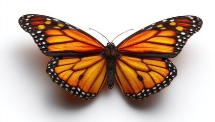Obraz premium Vibrant monarch butterfly displaying wing patterns against white background
