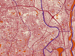 Obraz premium Cartographic city illustration of Yashio, Japan