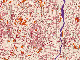 Obraz premium Street network map — Yuki, Japan