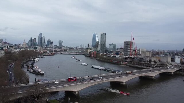 River Thames cityscape viewed from Waterloo Bridge