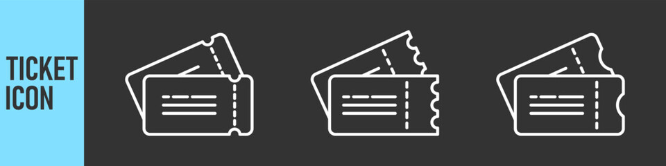 Ticket icon. Set of Tickets symbol. Thin linear graphic pictogram for website, mobile application. Collection of Template Tickets and Coupons, vector illustrations