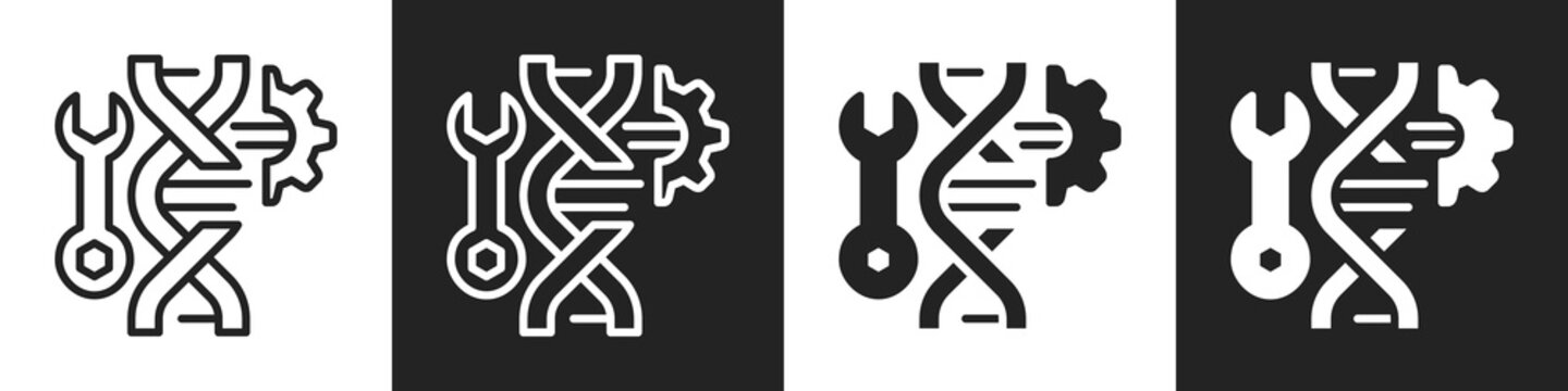 Genetic Line And Solid Icon In White And Black Background
