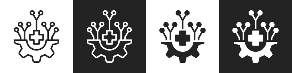 Fototapeta premium Technology Line And Solid Icon In White And Black Background
