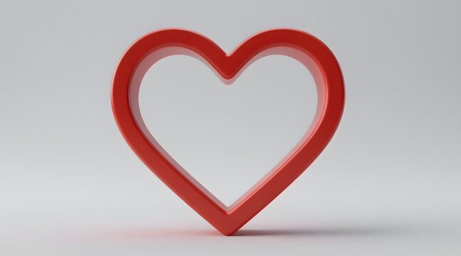 Simple red heart shape isolated on a gray background for love and valentine's day