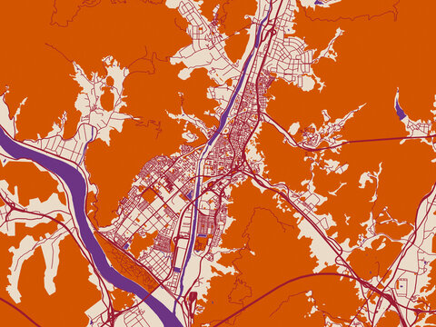 City street layout of Yangsan, Korea, Republic of
