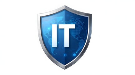 Information technology is represented by a shield and globe illustration
