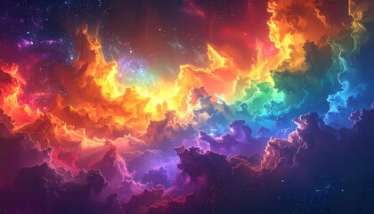 Obraz premium Colorful Cosmic Clouds - A Vibrant Symphony of Light and Space.