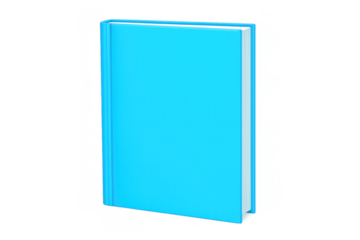 Blue hardcover book standing closed, education, learning, and knowledge concept on transparent background
