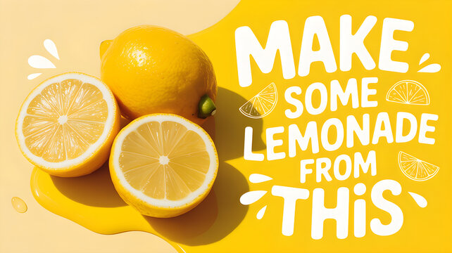 Fresh lemons and text creating lemonade concept background