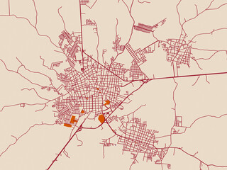 Urban grid map of Acayucan, Mexico