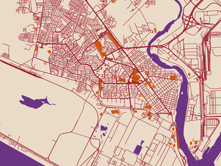 Obraz premium Street network map of Ciudad Lazaro Cardenas, Mexico