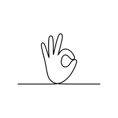 Obraz premium hand making OK gesture in continuous line art style