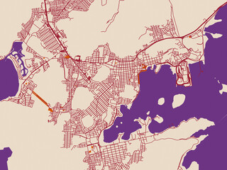 Clean urban street map of Heroica Guaymas, Mexico