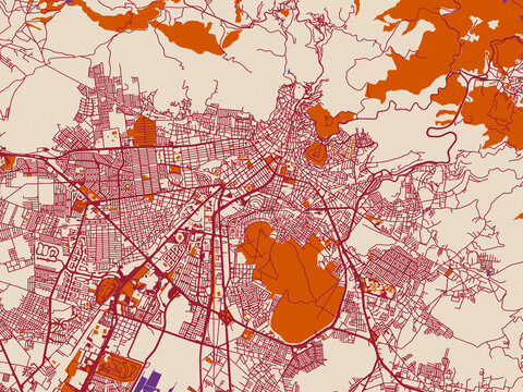 City layout poster &mdash; Pachuca de Soto, Mexico &ndash; warm boho color palette
