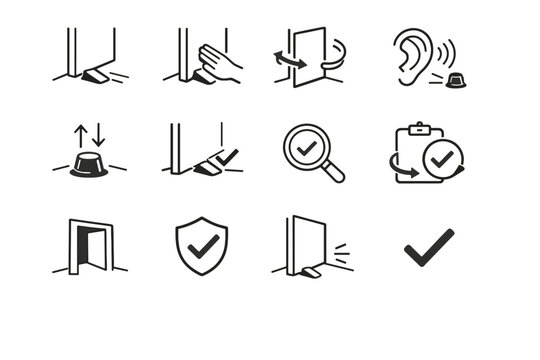 Stopper arrows verification success contact logic vector quality icon check door gentle