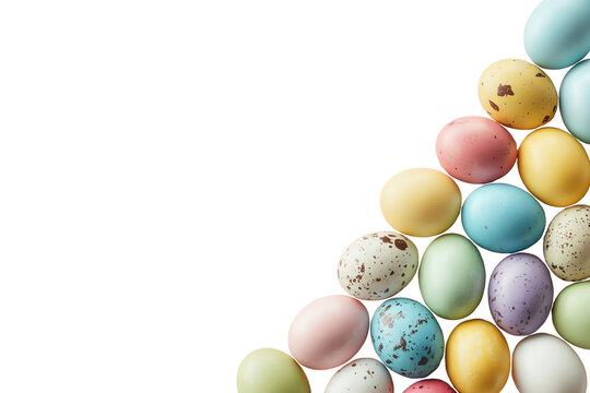 Minimal Easter pastel eggs in the corner, transparent background