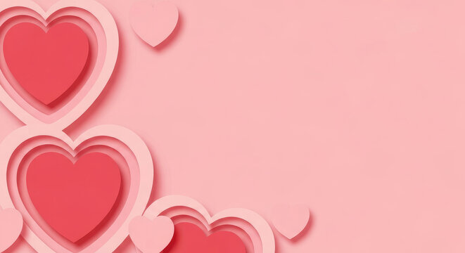 Sweet Valentine's Day Banner with Red and Pink Hearts.