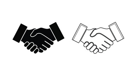 Obraz premium a black and white graphic illustration of two hands shaking in agreement
