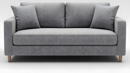 Obraz premium Modern Gray Sofa with Cushions in Living Room Setting