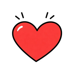 A cute red heart icon with a black outline, a hand-drawn cartoon symbol of love.