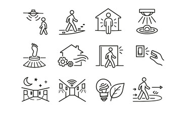 Fototapeta premium Calm guidance vector icon movement hallway lighting smart corridor presence awareness automation