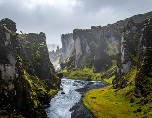 Fja?r?rglj?fur Canyon - A Majestic Icelandic Landscape.