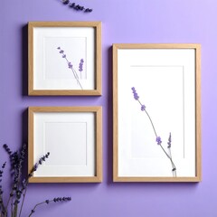 Lavender Art - Minimalist Botanical Prints in Wooden Frames.
