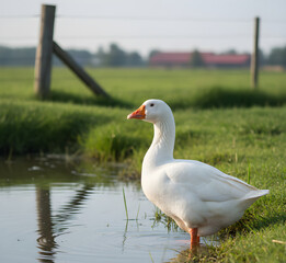 Obraz premium white goose on the water