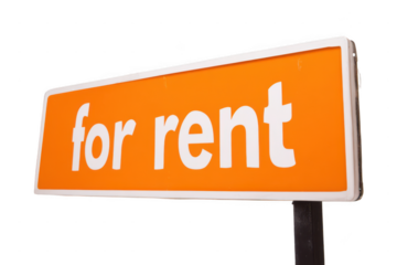 orange real estate sign on a white background