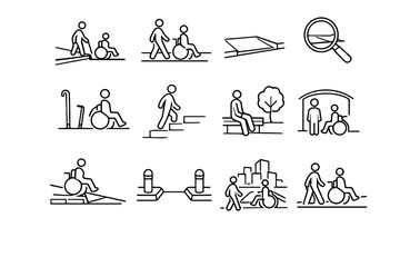Icon design path universal focus access step urban transition accessibility icons vector