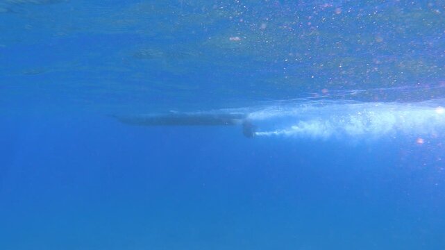 Motor boat underwater, 240 fps slow motion