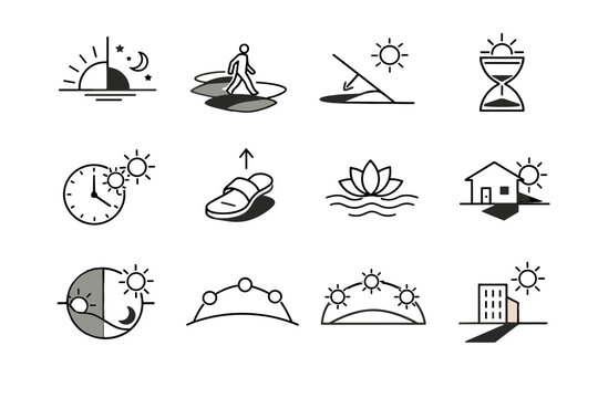 Icons vector temporal icon path calm moving urban sun cycle cover shade